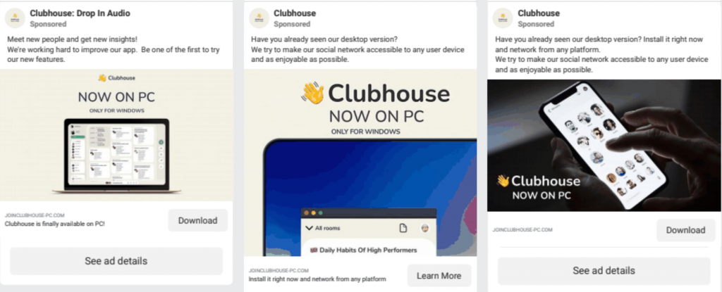 Facebook Ads Delivered Fake Clubhouse App For PC
